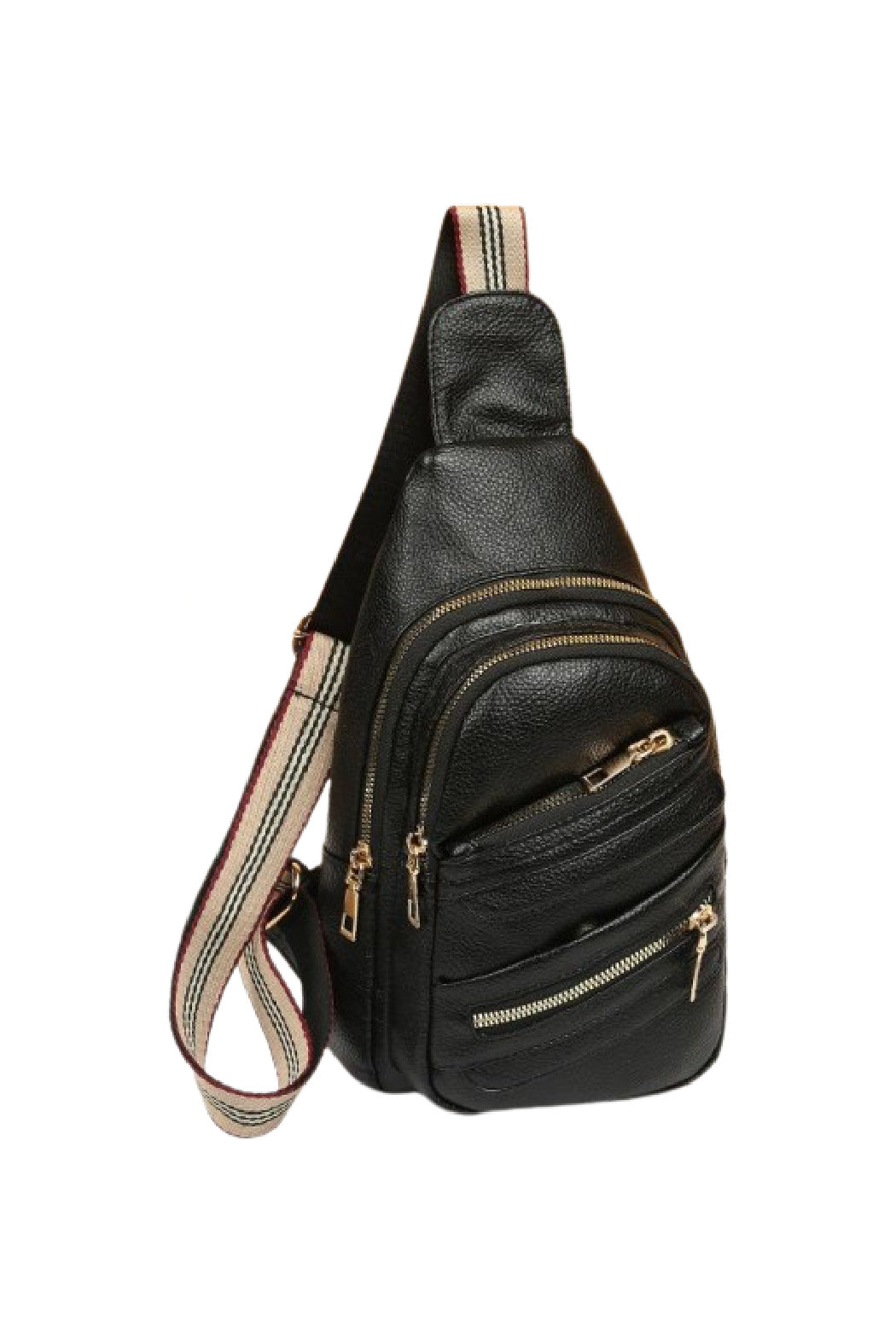 Striped Strap Vertical Sling Bag