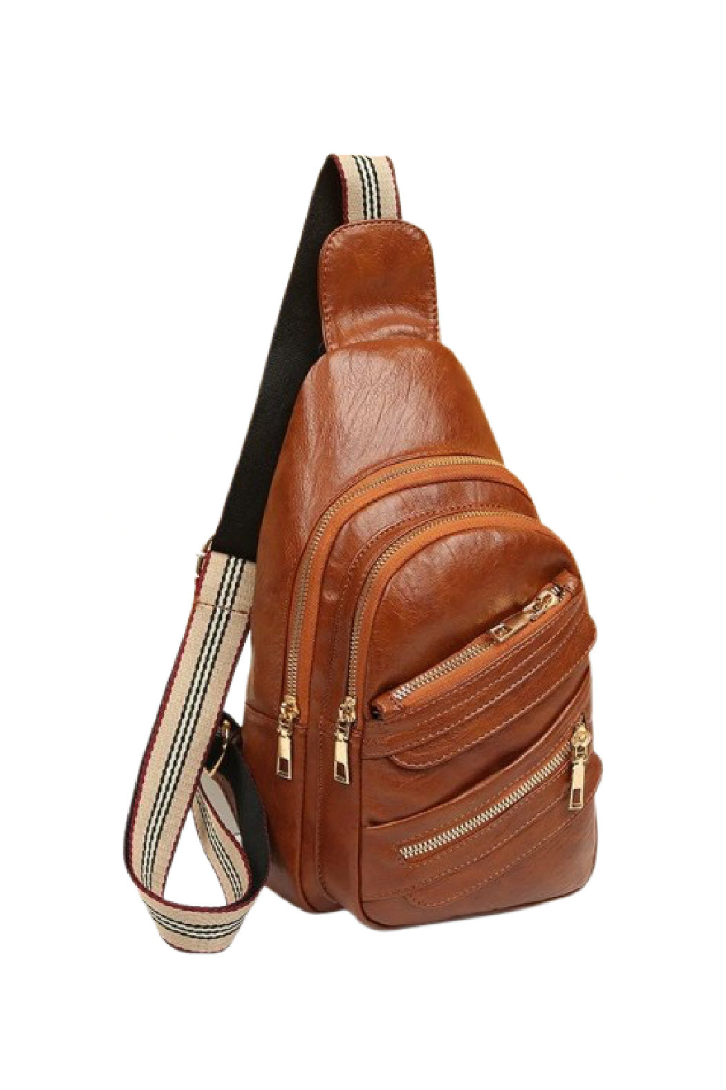 Striped Strap Vertical Sling Bag