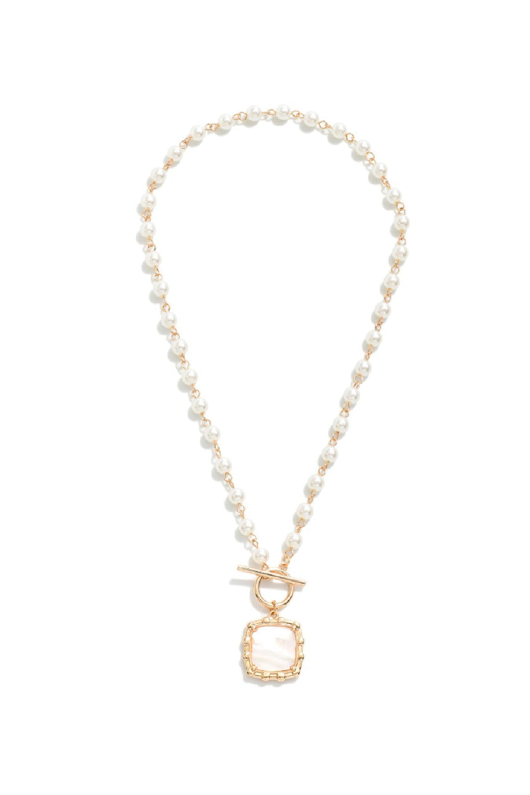 Square Mother of Pearl Toggle Necklace