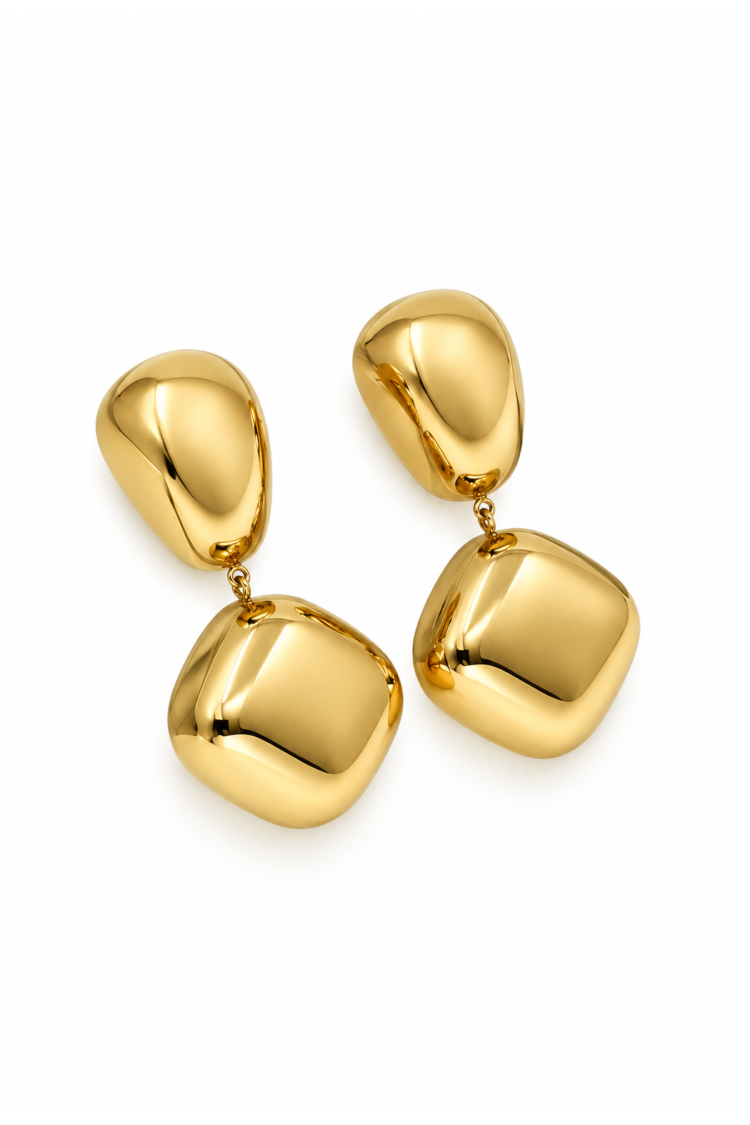 Gold Plated Stainless Steel Pebble Earrings