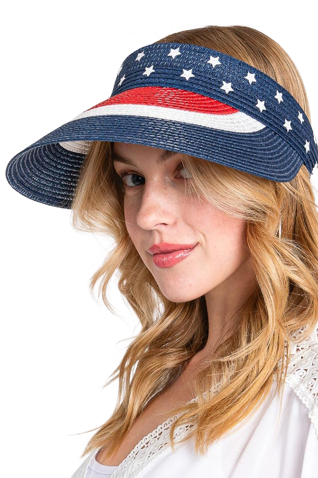 Patriotic Straw Visor