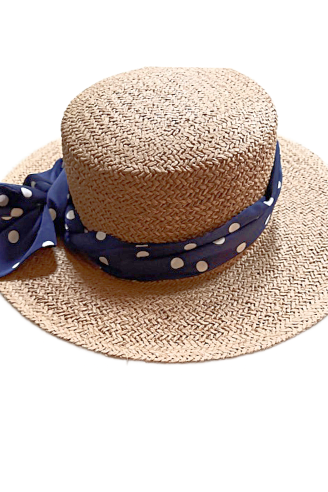 One-of-a-Kind Polka Dot Banded Straw Boater