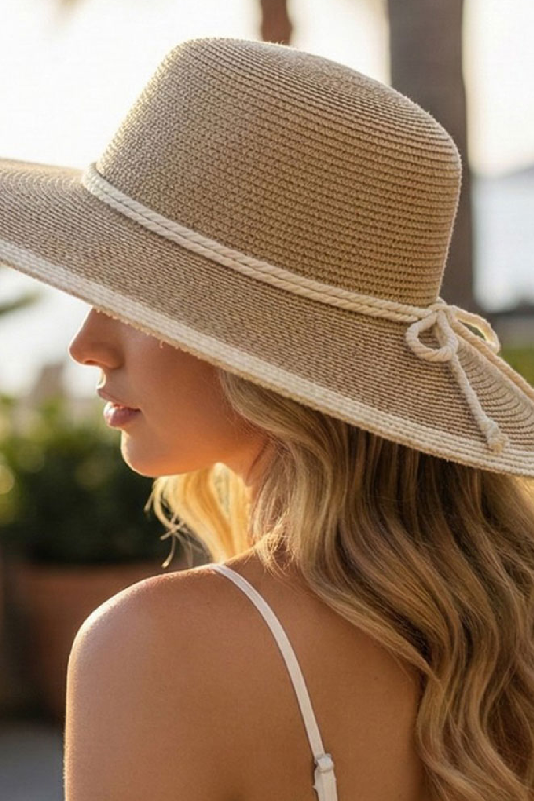 Rope Bow Band Straw Sun Hat