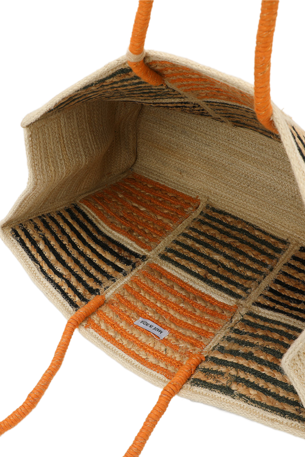 Color Block Striped Straw Tote Bag