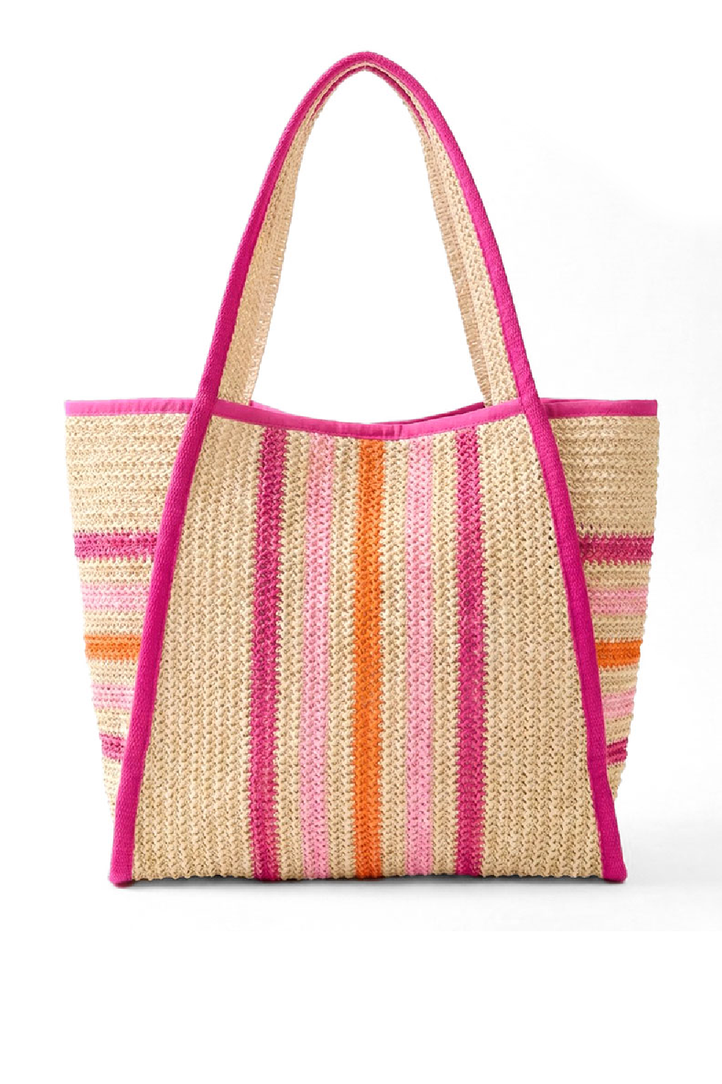 Striped Straw Tote Bag