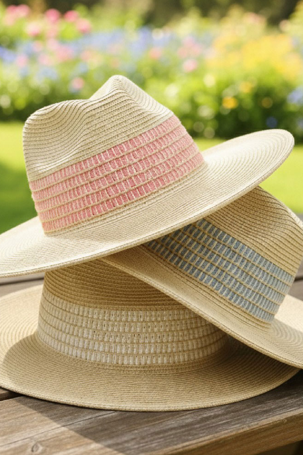 Woven Stripe Straw Panama Hat