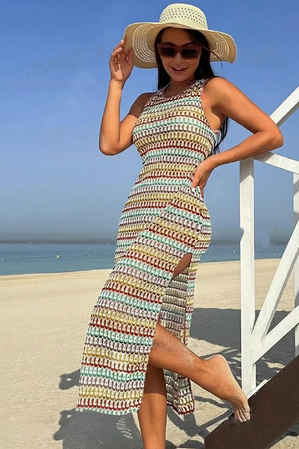 One-Size Knit Striped Maxi