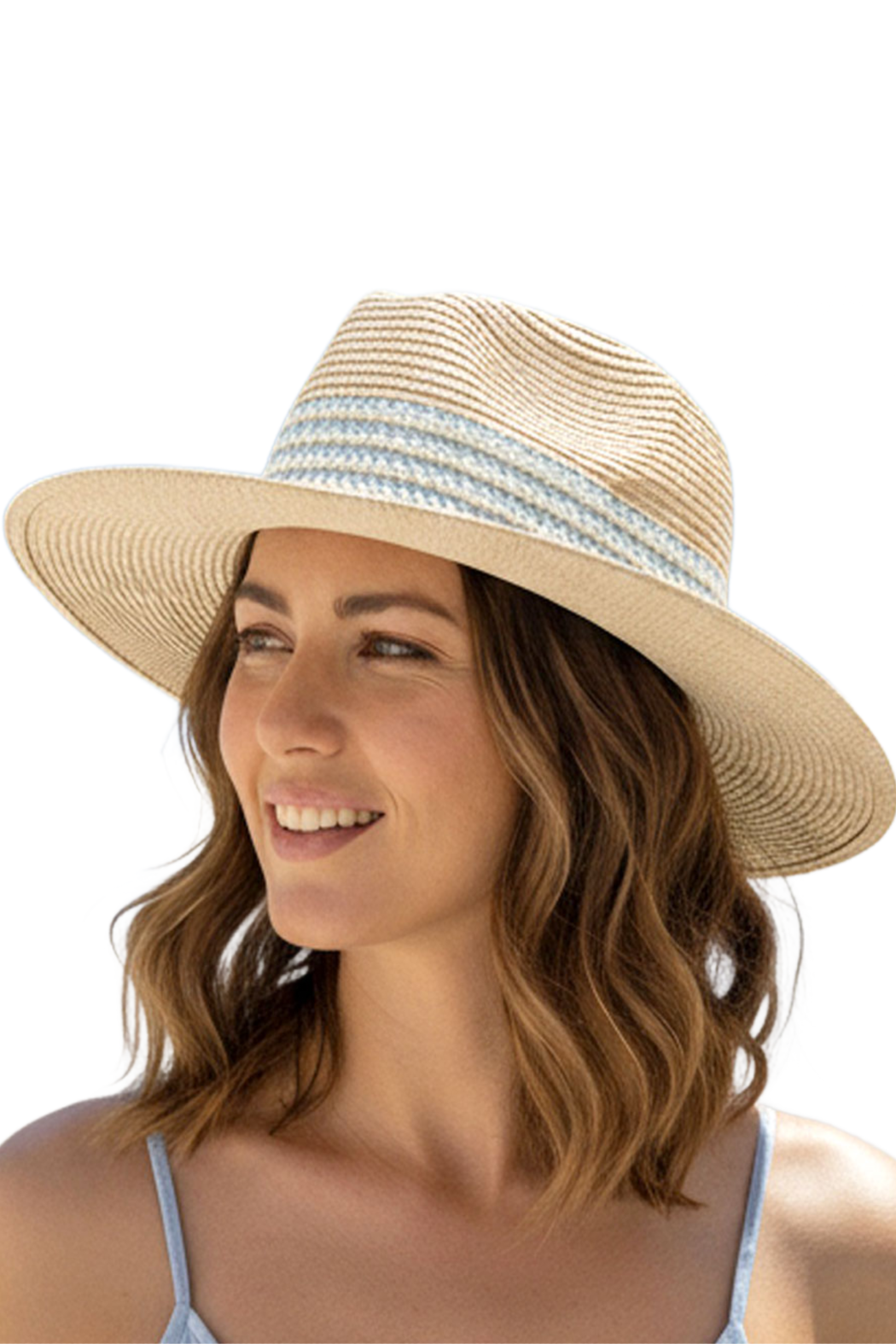 Woven Stripe Straw Panama Hat