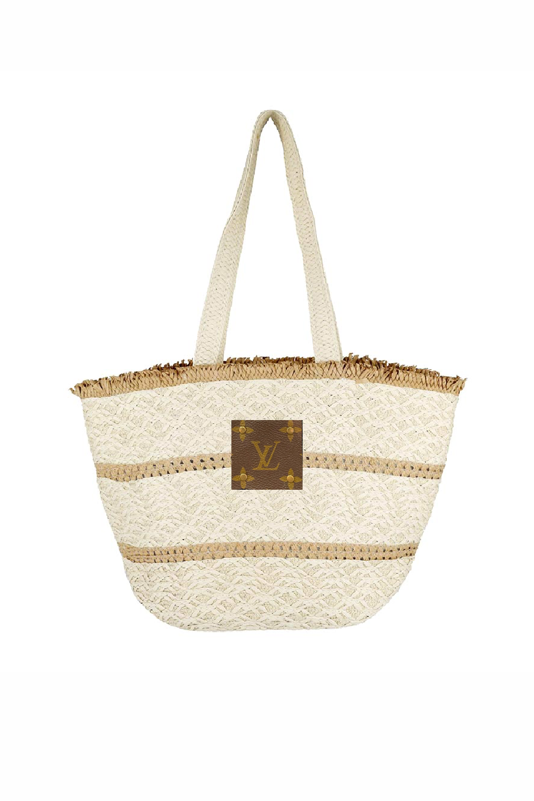 Upcycled Fringe Straw Tote Bag