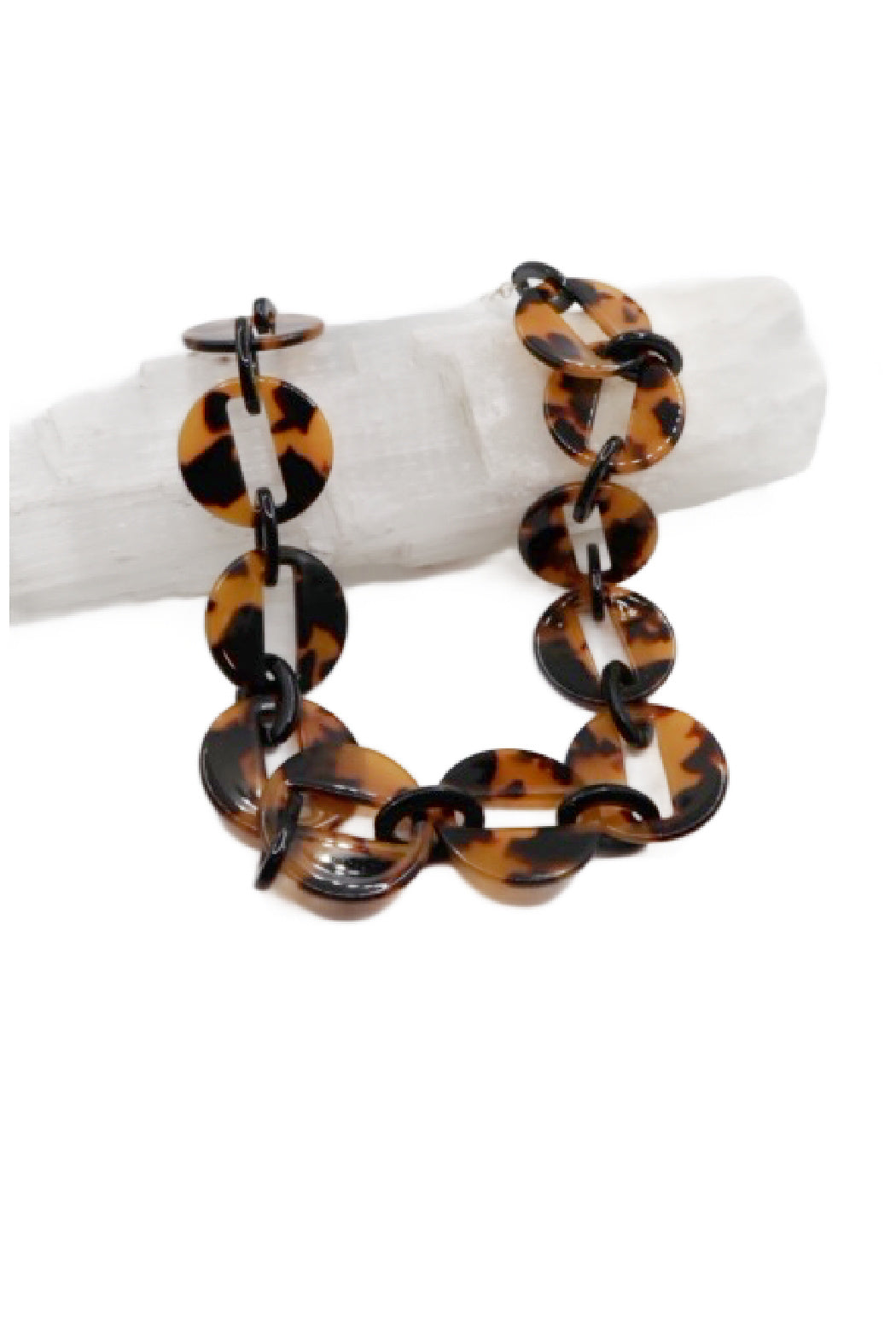 Tortoise and Black Resin Chain Necklace