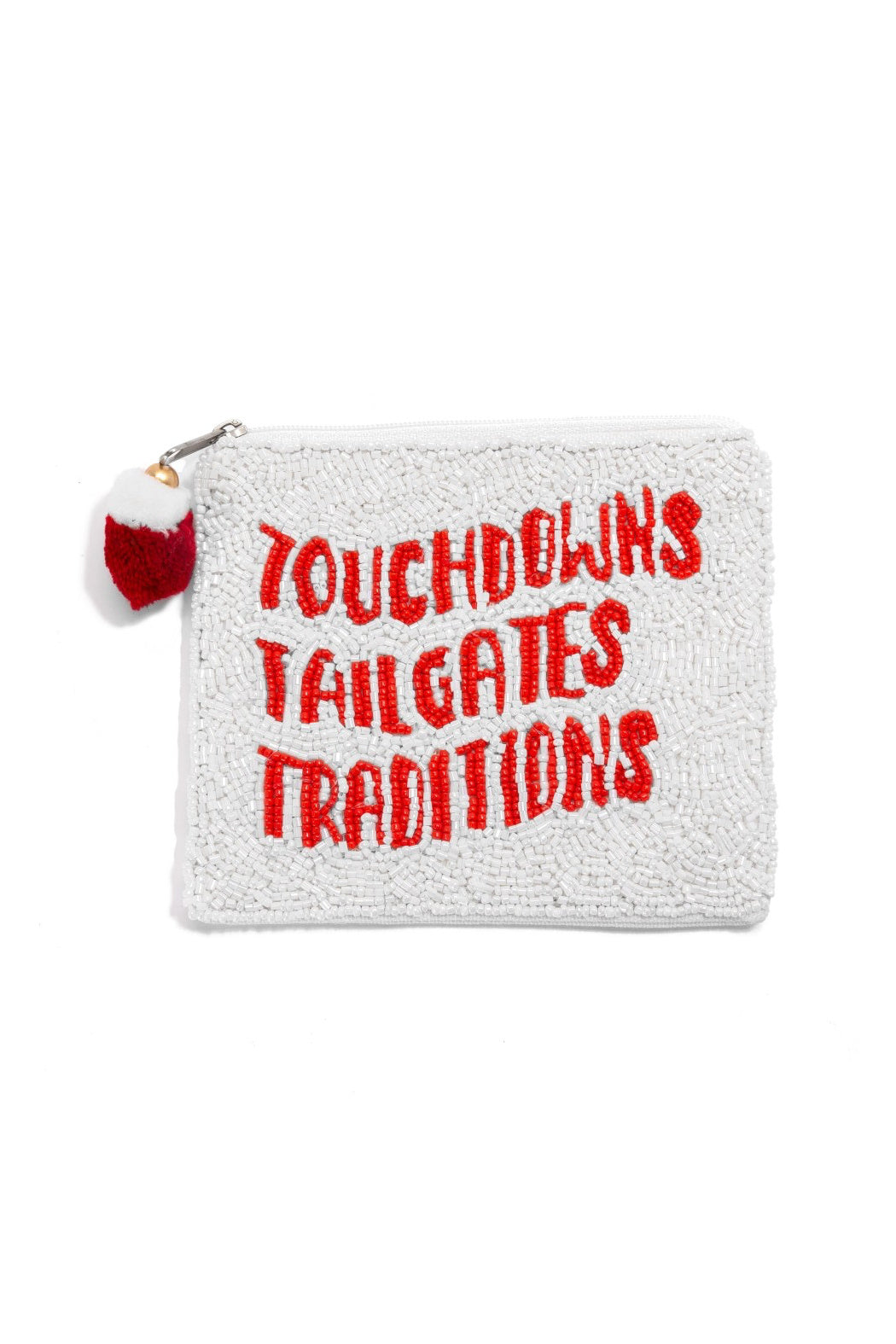 Touchdowns Tailgates Traditions Beaded Pouch Bag