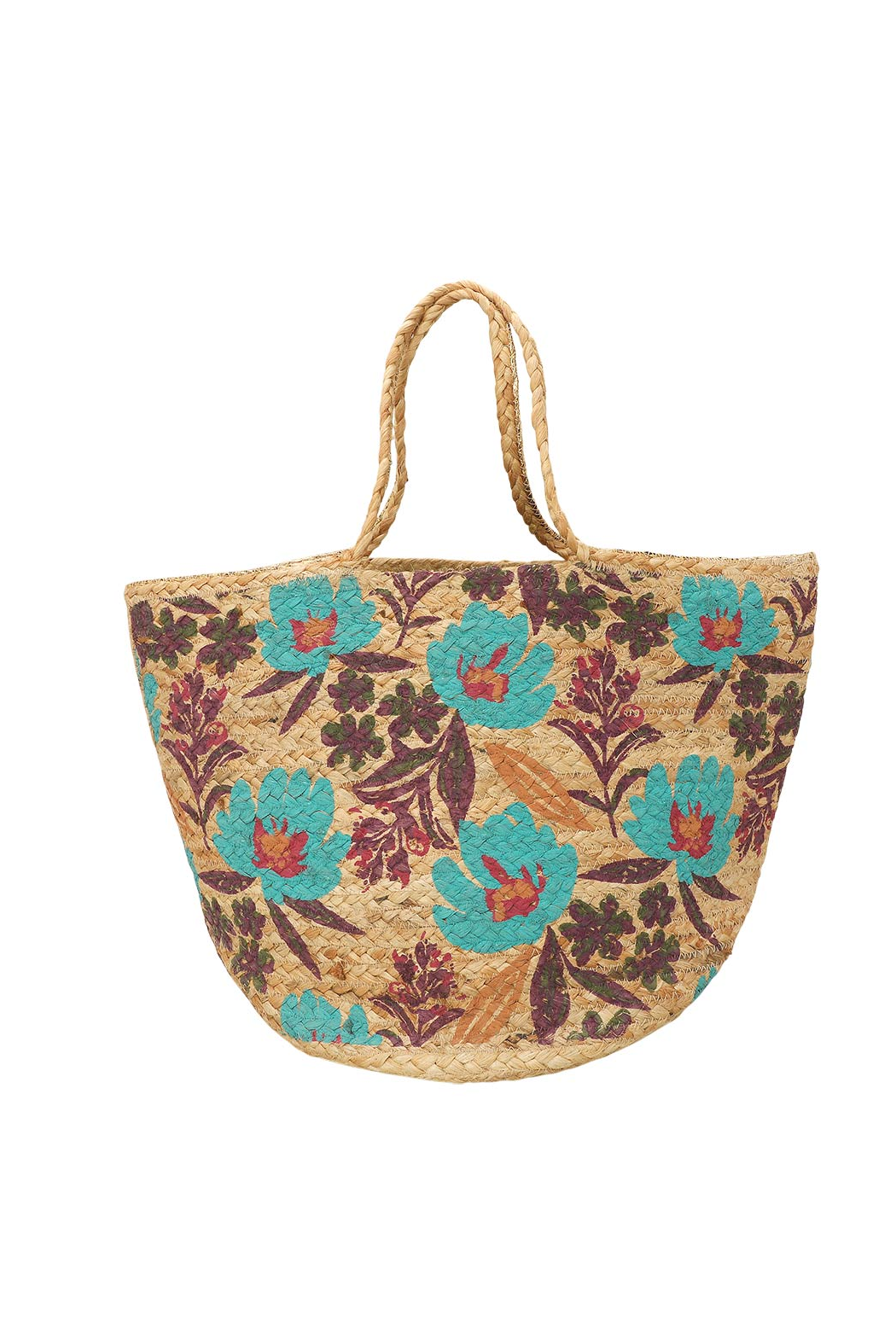 Floral Raffia Tote Bag