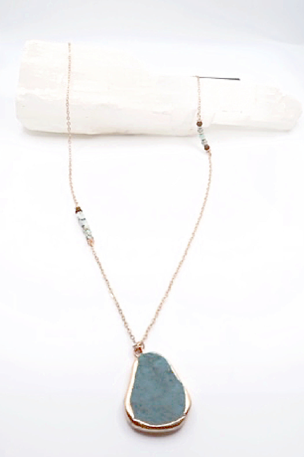 Turquoise Stone and Bead Necklace