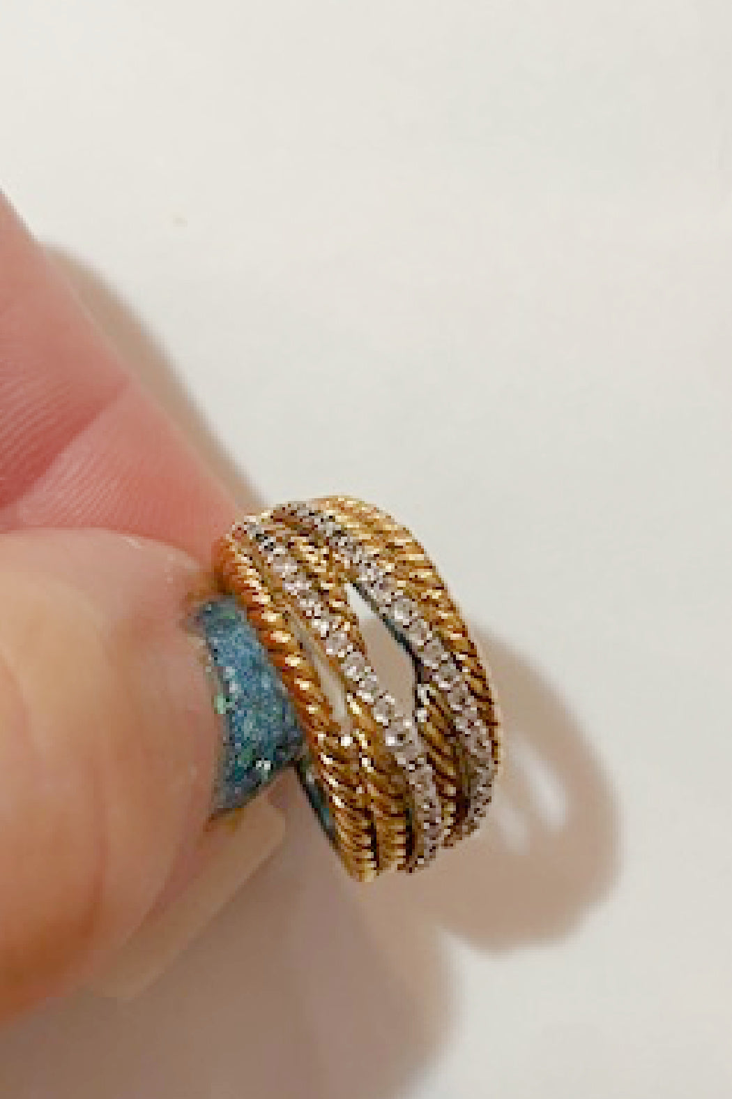 Twisted Gold and Cz Rows Ring