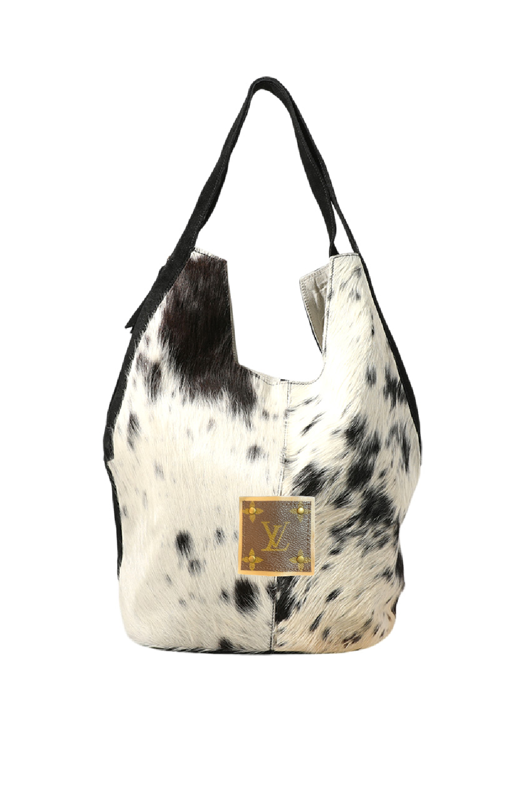 Upcycled Calf Fur Black and White Cow Print Tote Bag