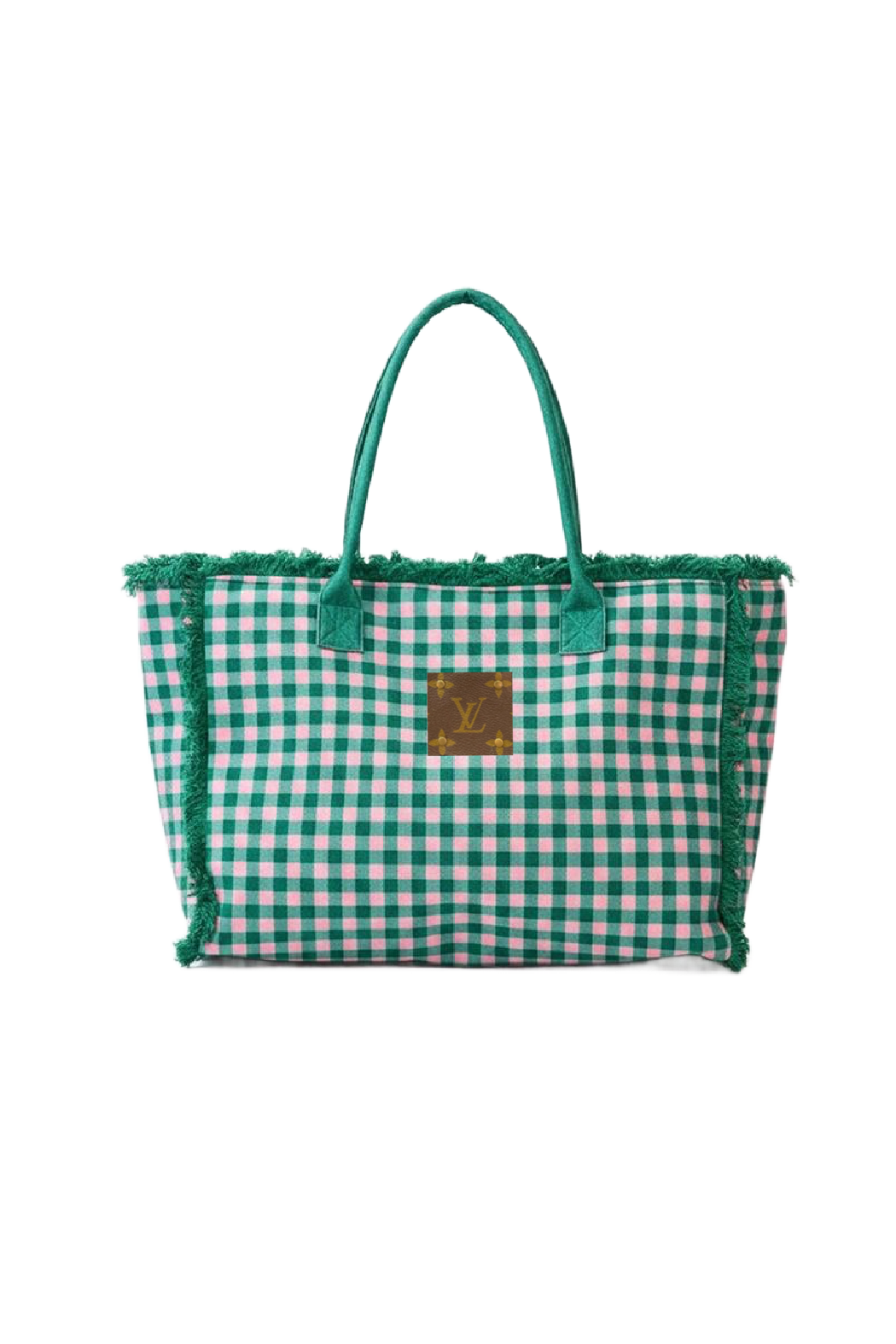 Upcycled Terry Cloth Gingham Tote