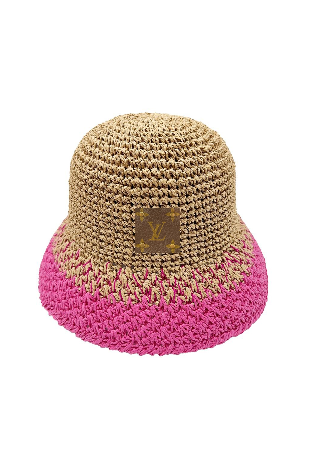 Upcycled Colorblock Straw Bucket Hat