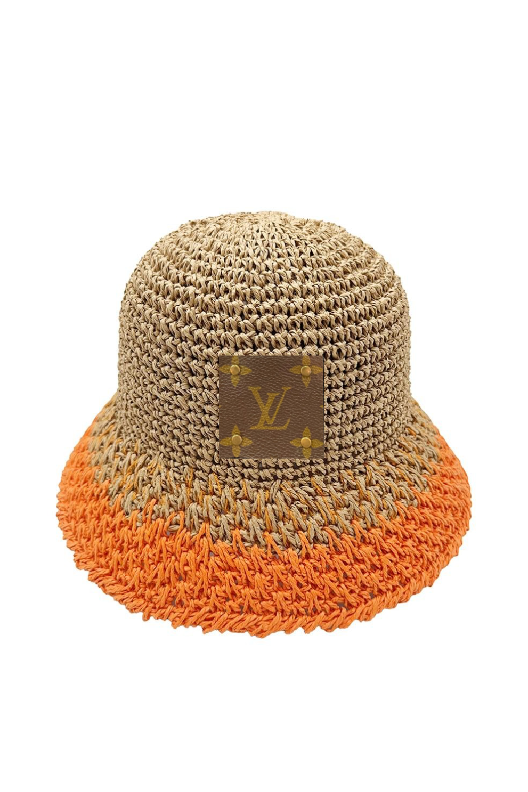 Upcycled Colorblock Straw Bucket Hat