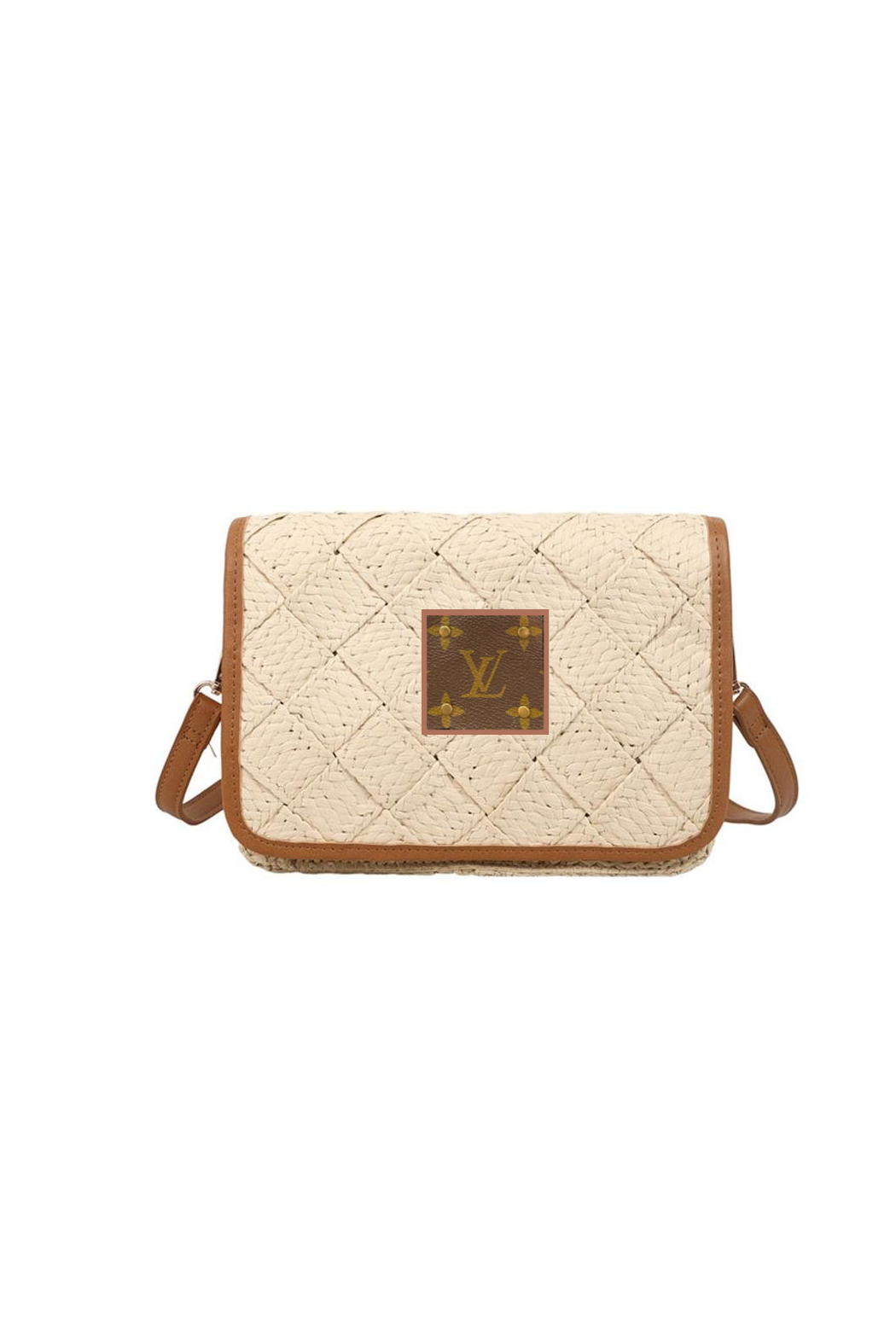 Upcycled Diamond Straw Crossbody Bag