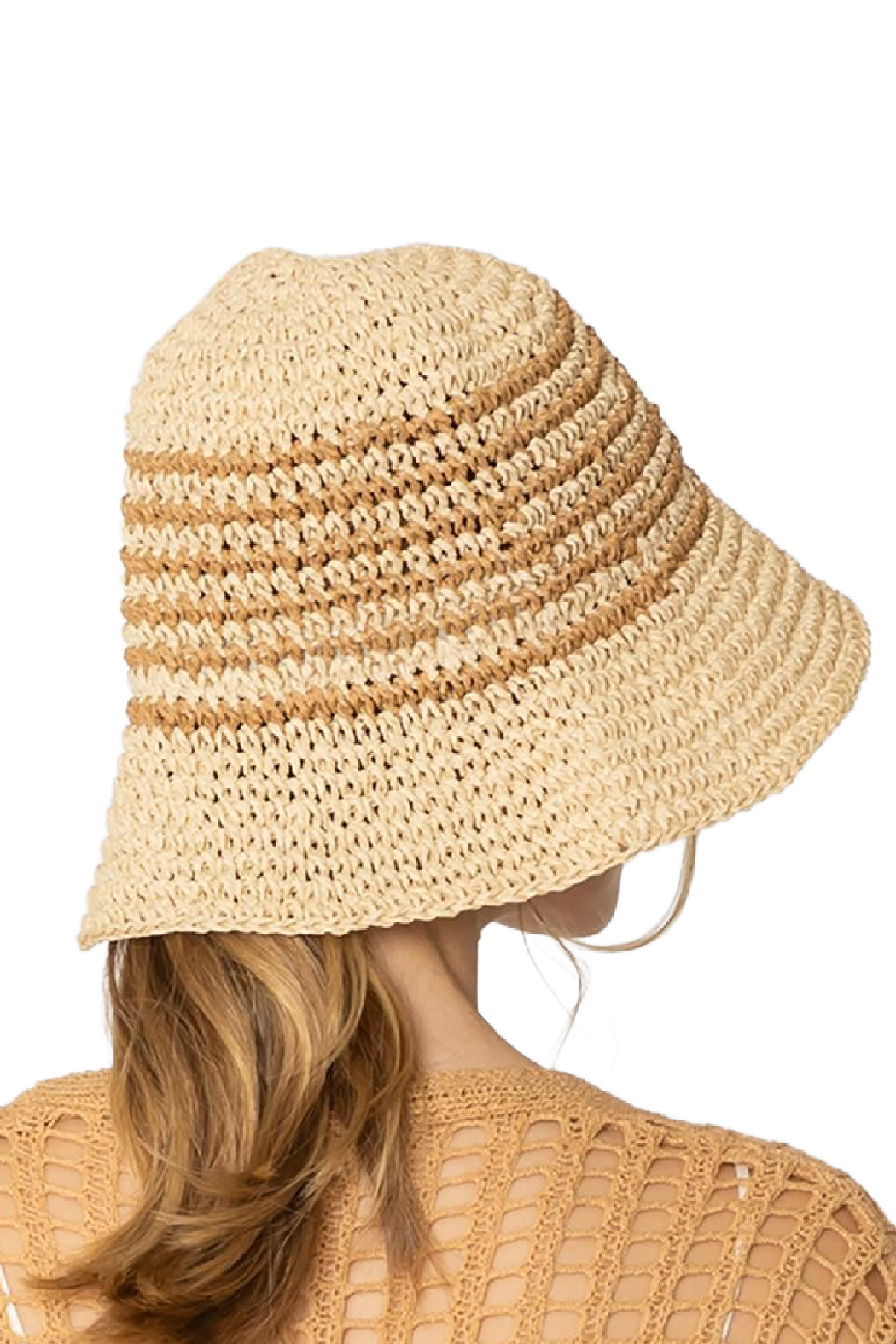 Upcycled Straw Stripe Bucket Hat