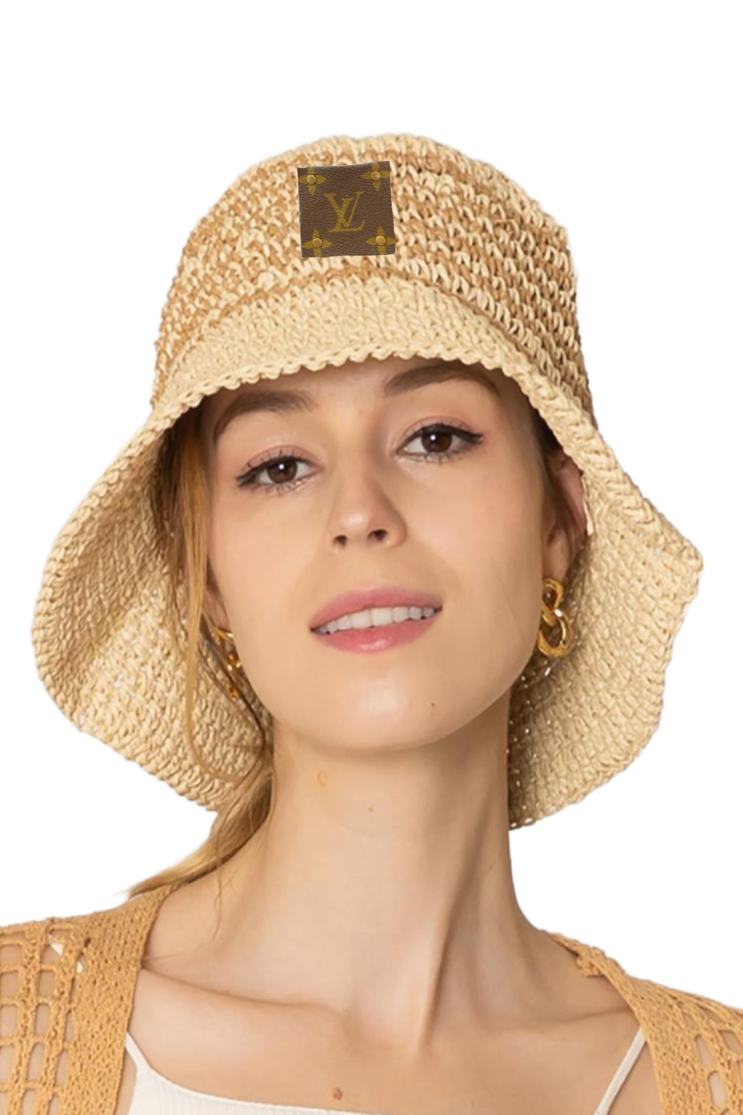 Upcycled Straw Stripe Bucket Hat