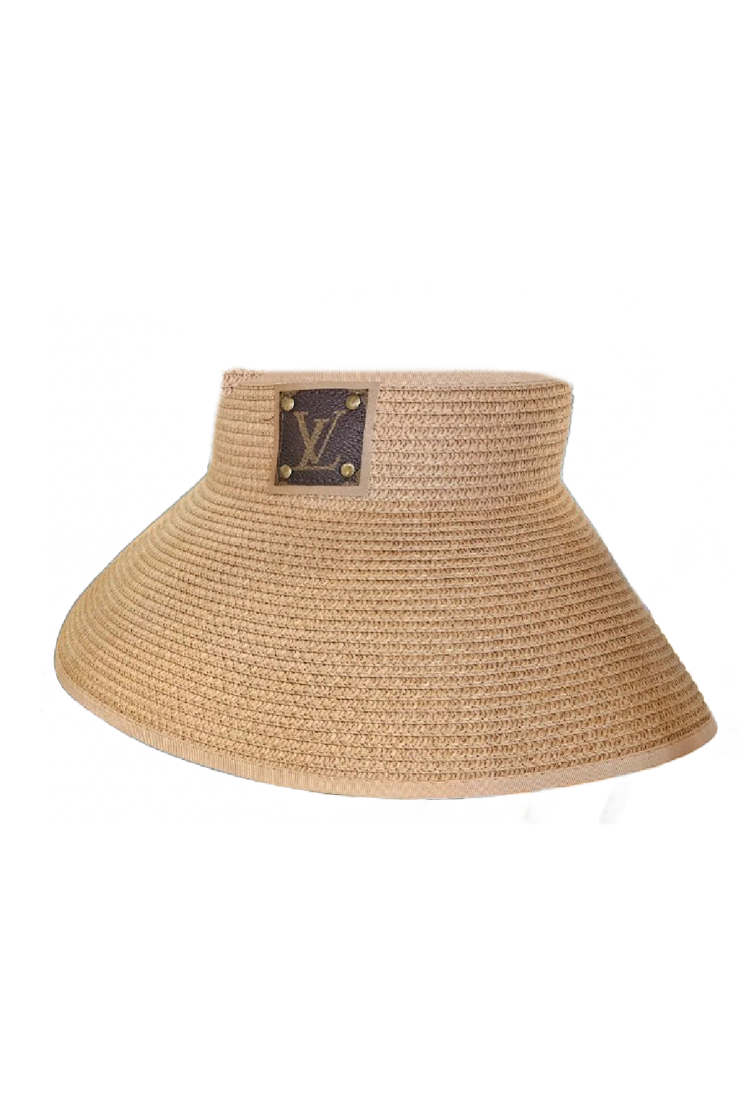 Upcycled LV Rollable Packable Straw Visor Hat