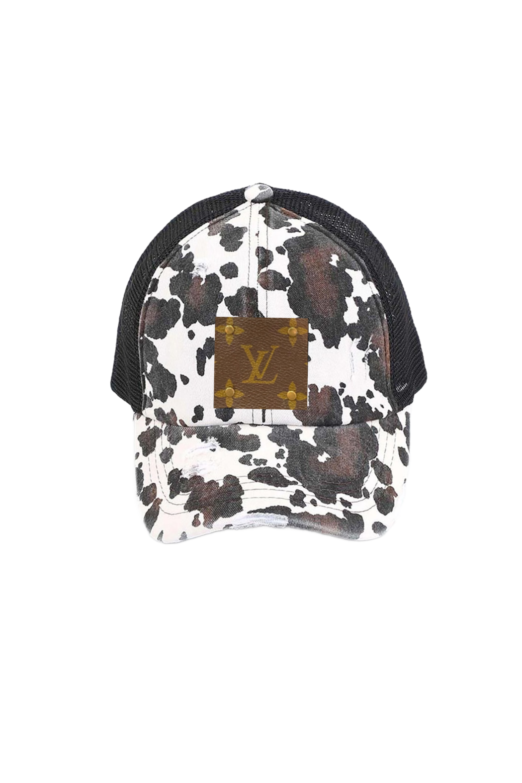 Upcycled Cow Print Mesh Cap
