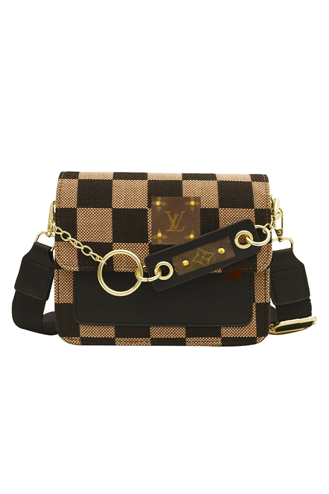 Upcycled Checker Chained Crossbody Bag