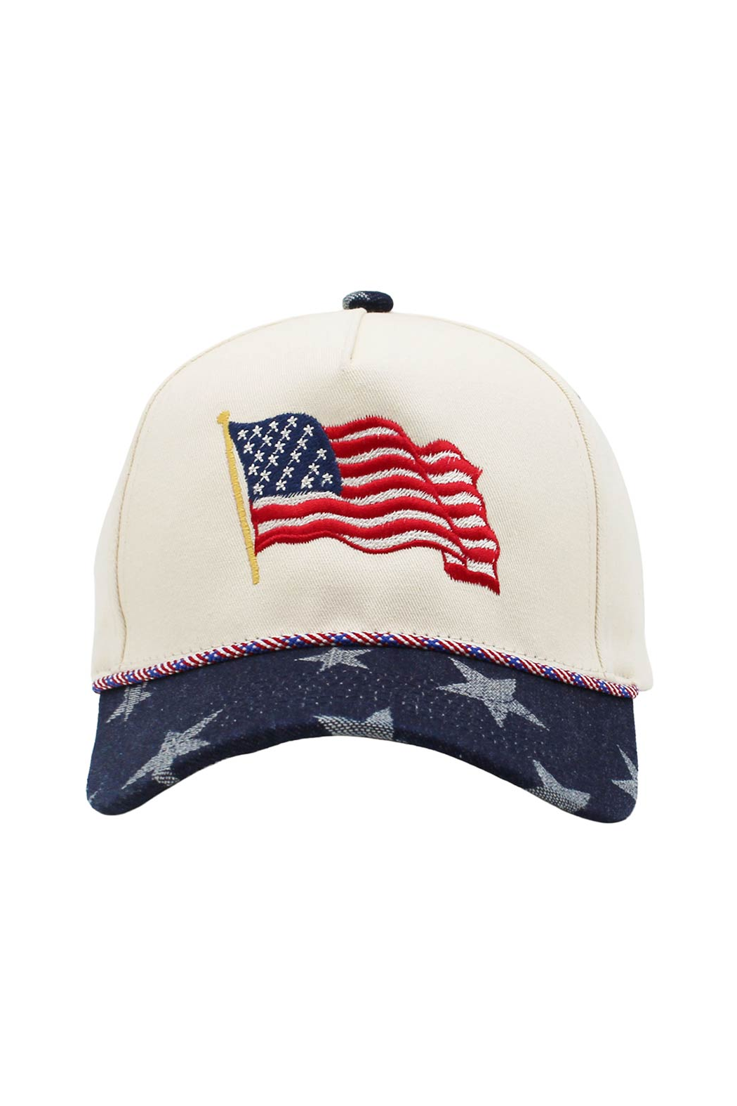 Waving American Flag Embroidered Cap