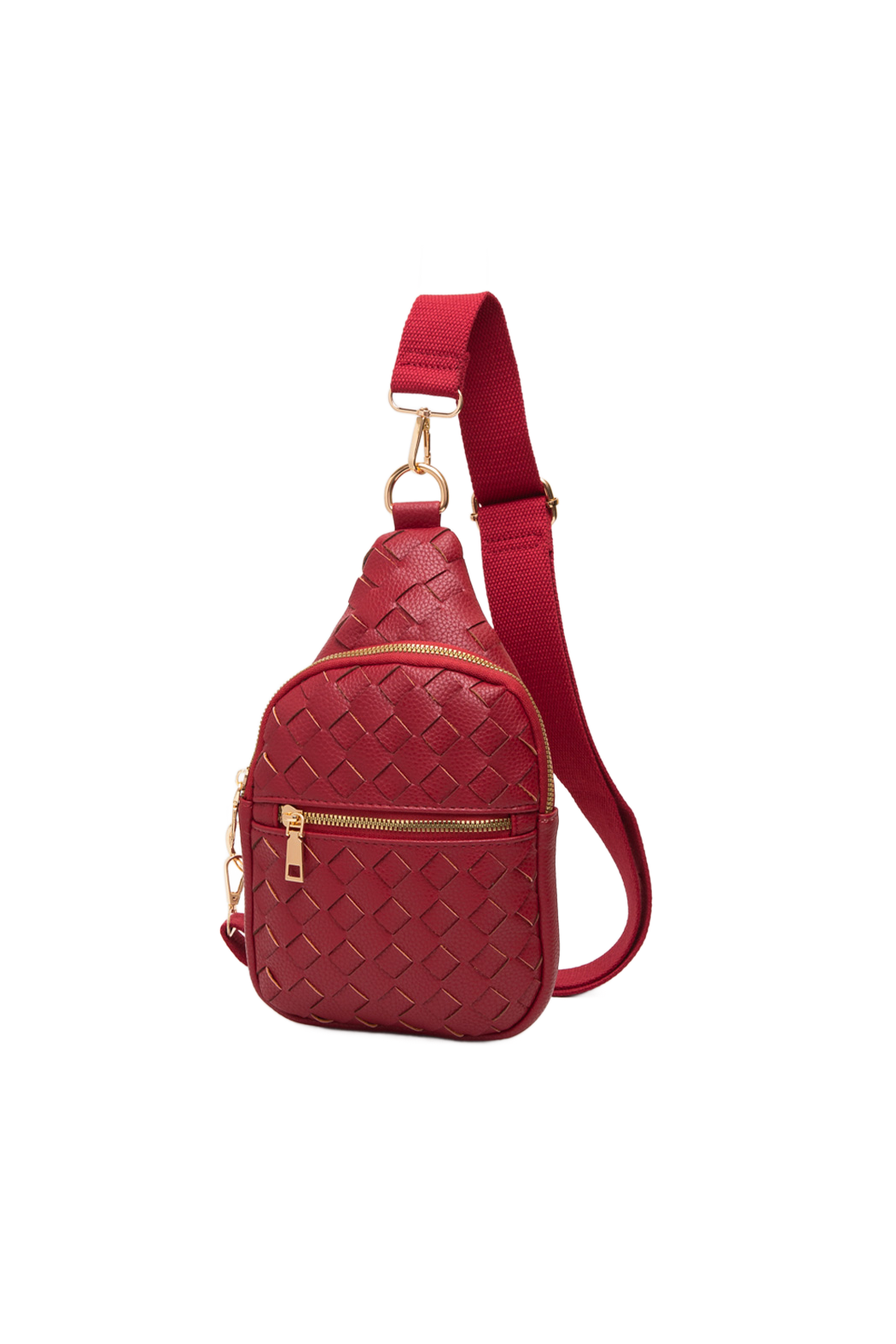 Woven Vegan Leather Sling Bag