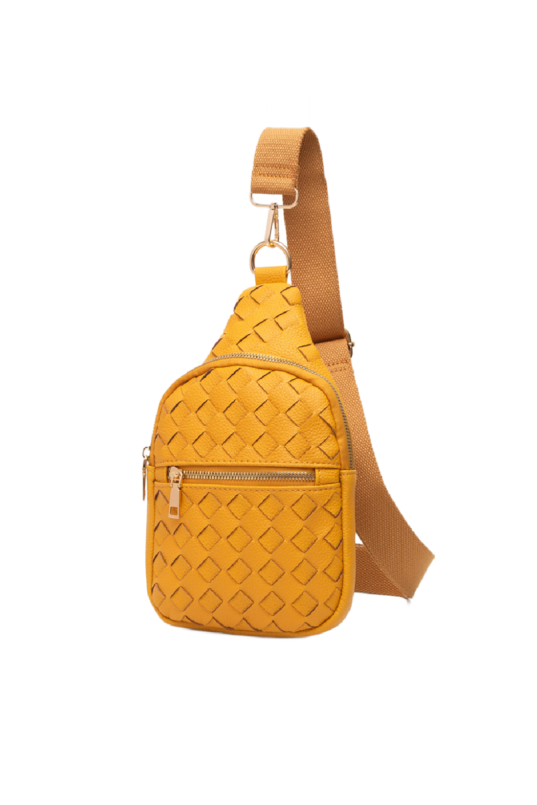 Woven Vegan Leather Sling Bag