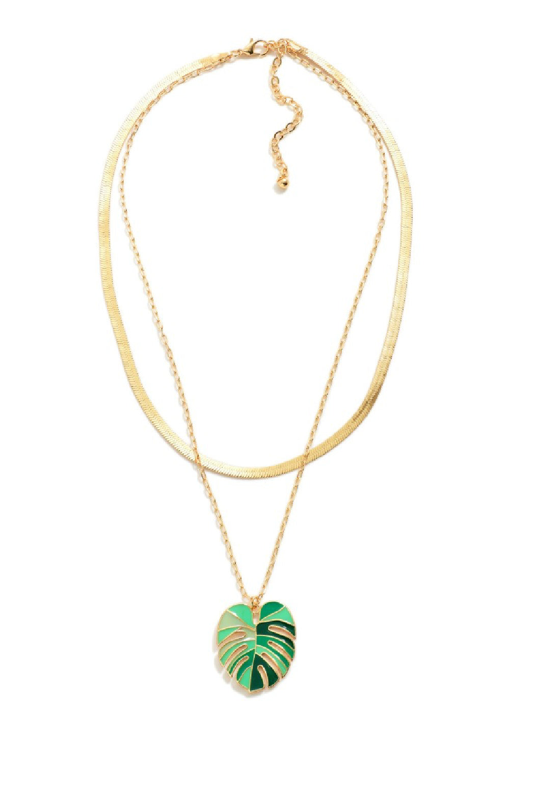 Tropical Leaf Enamel Necklace