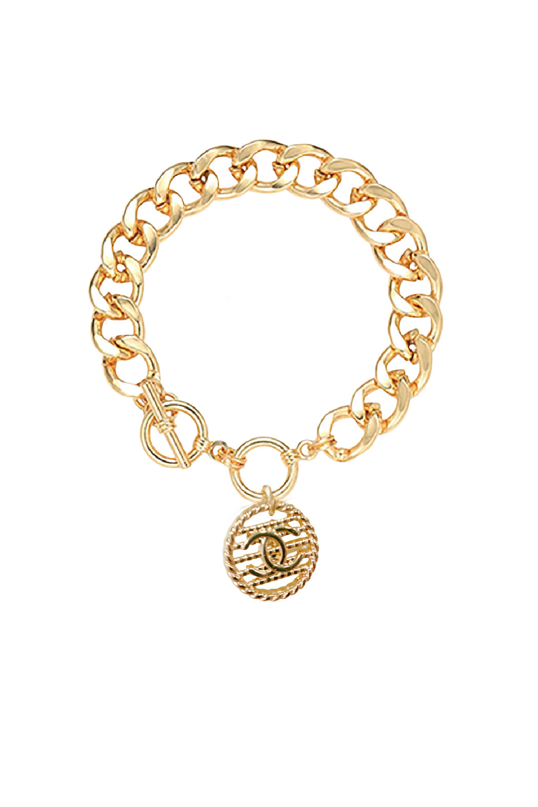 Cuban Link Small Button Charm Bracelet