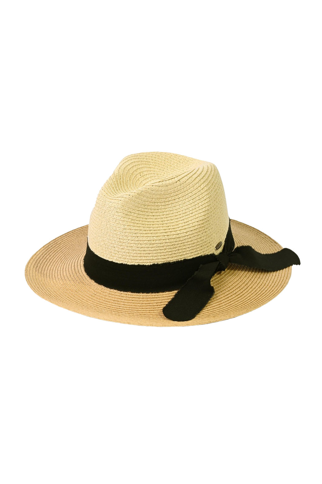 2 Tone Frayed Ribbon Straw Panama