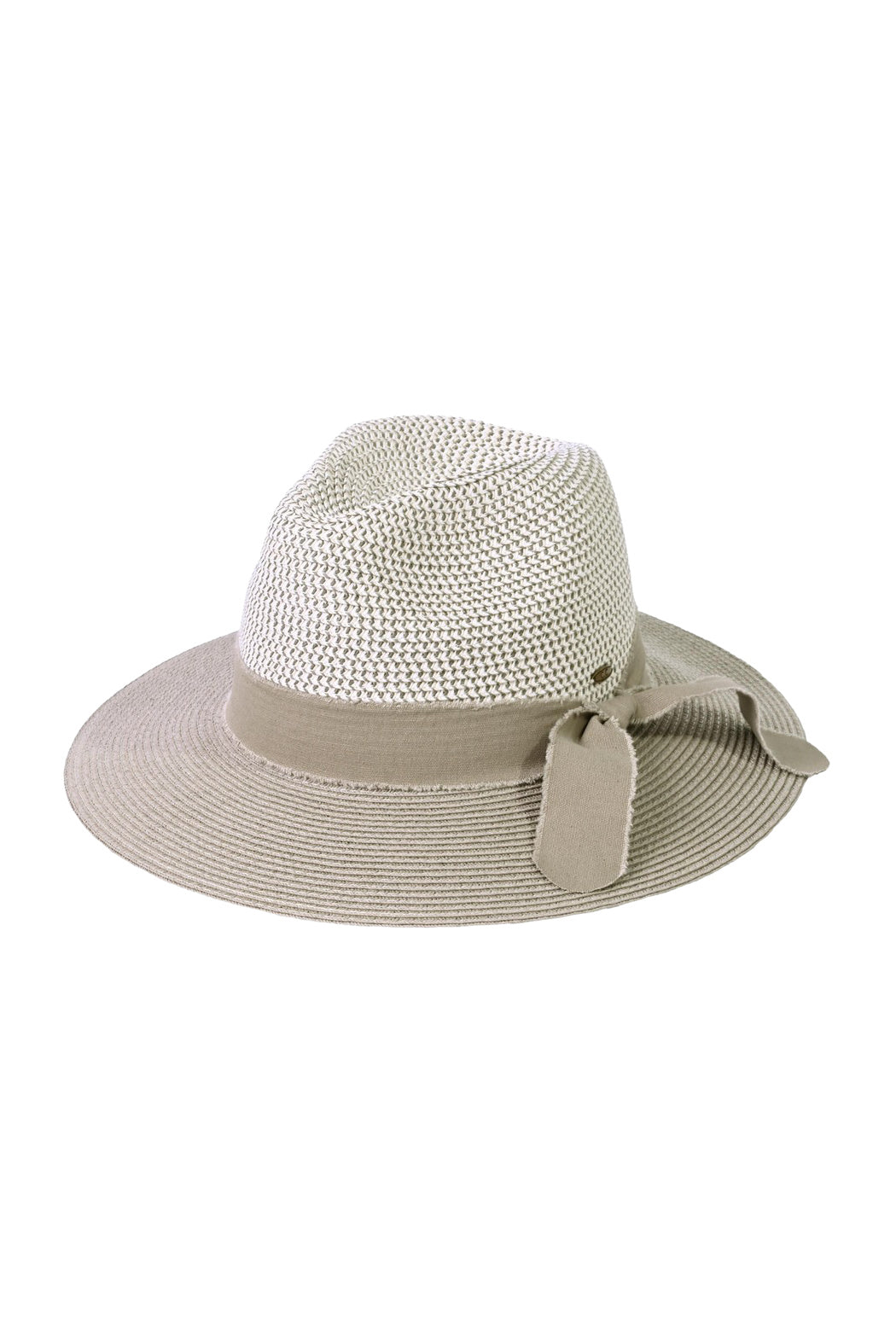 2 Tone Frayed Ribbon Straw Panama