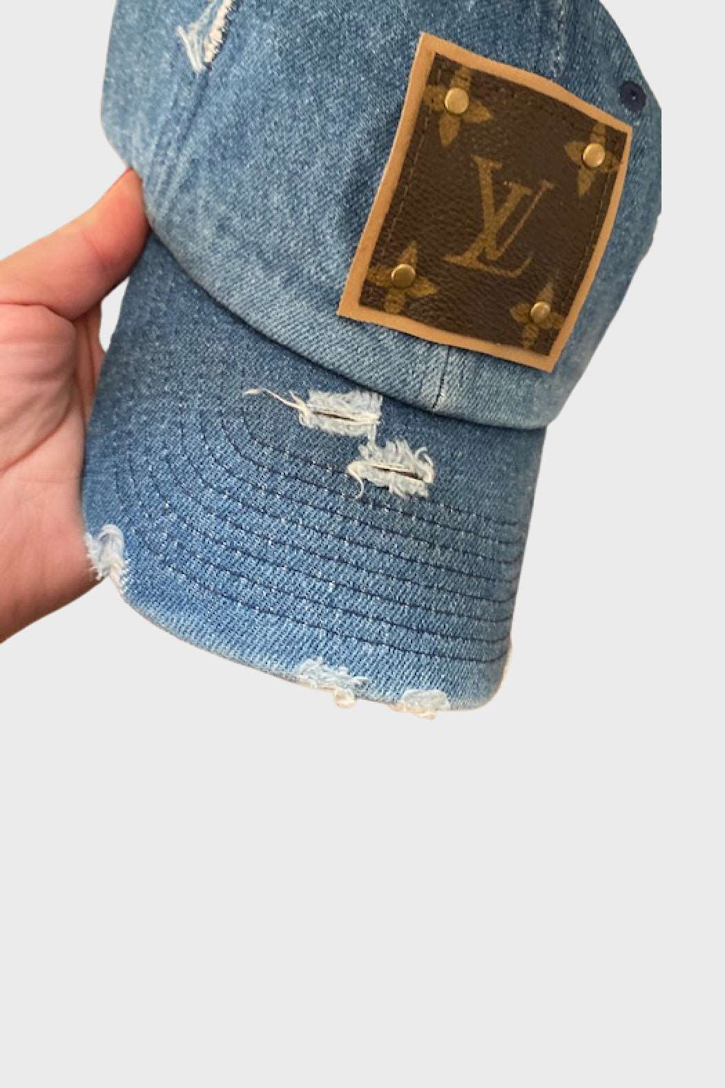 Up-Cycled Distressed Denim Baseball Cap