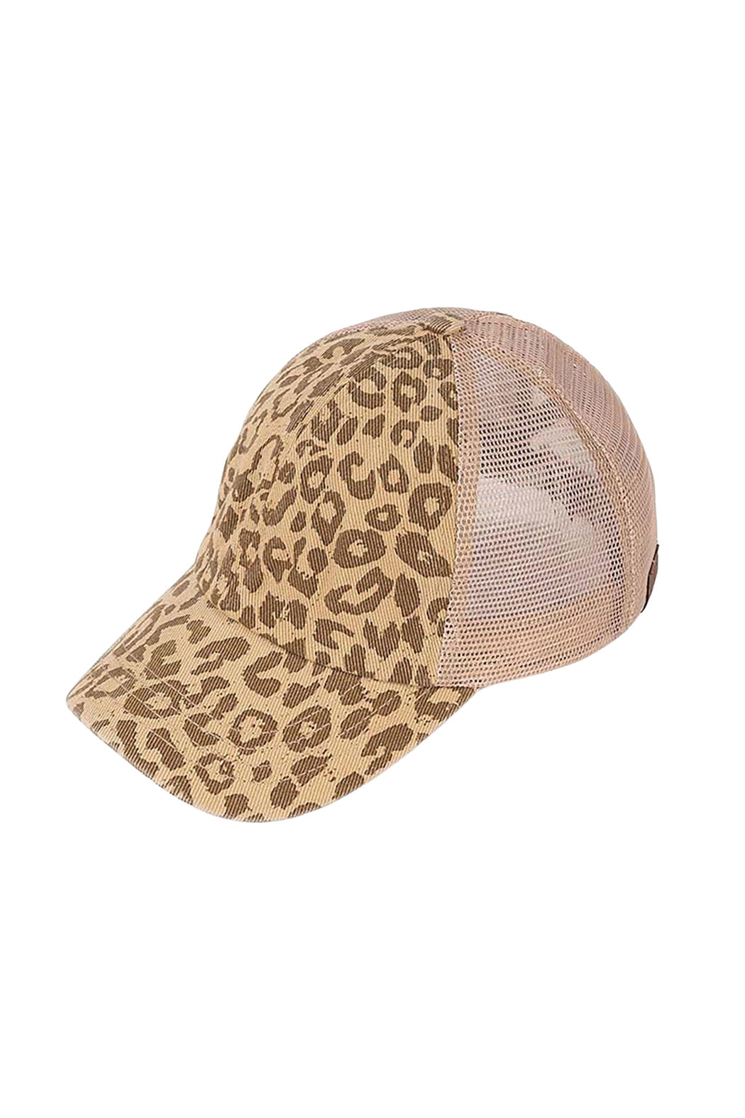 Light Leopard Criss-Cross Pony Tail Baseball Cap