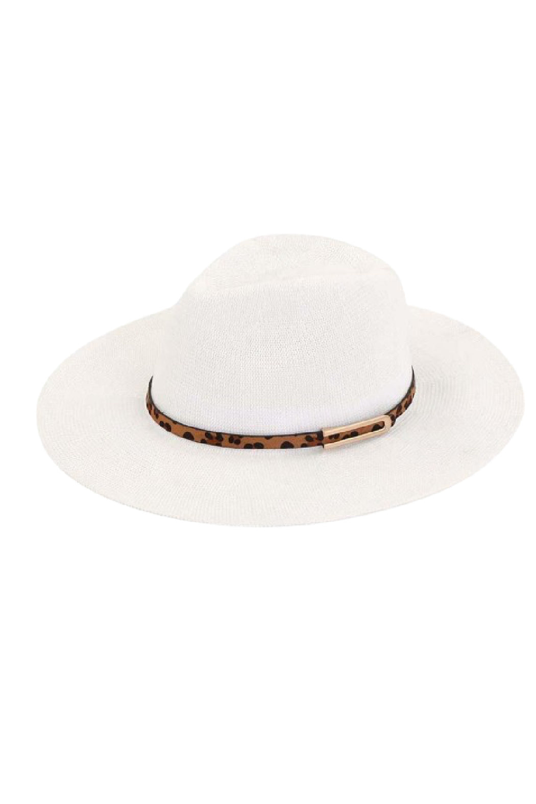 Woven Leopard Band Fedora Hat