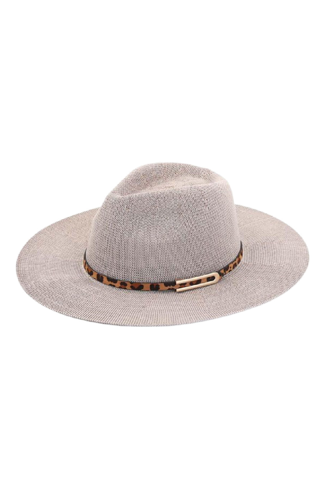 Woven Leopard Band Fedora Hat
