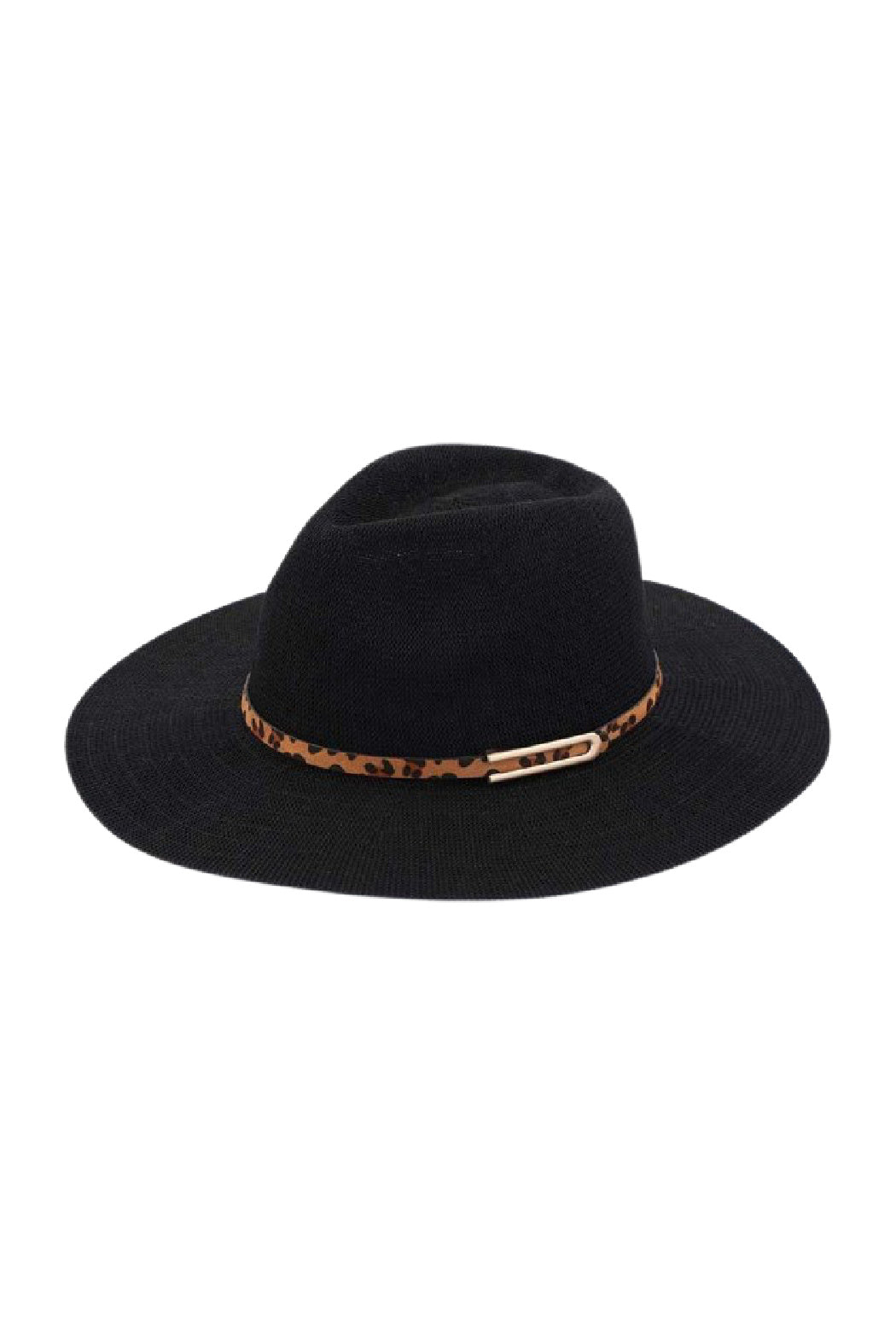 Woven Leopard Band Fedora Hat