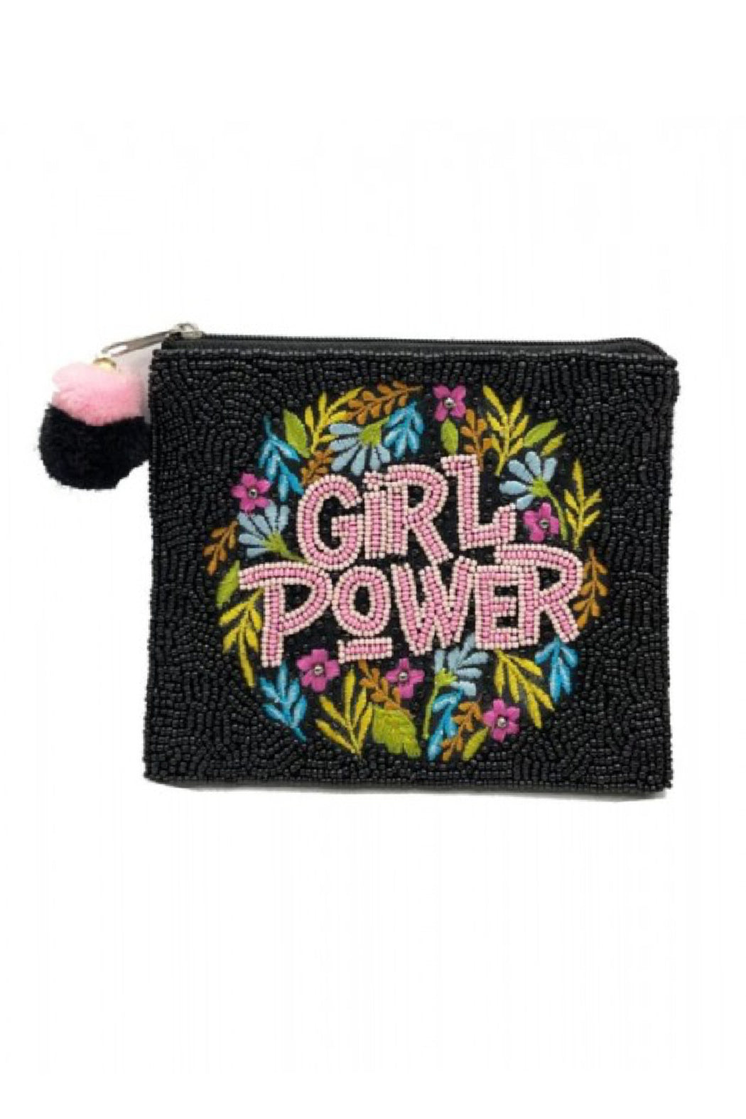 Girl Power Beaded Pouch Bag