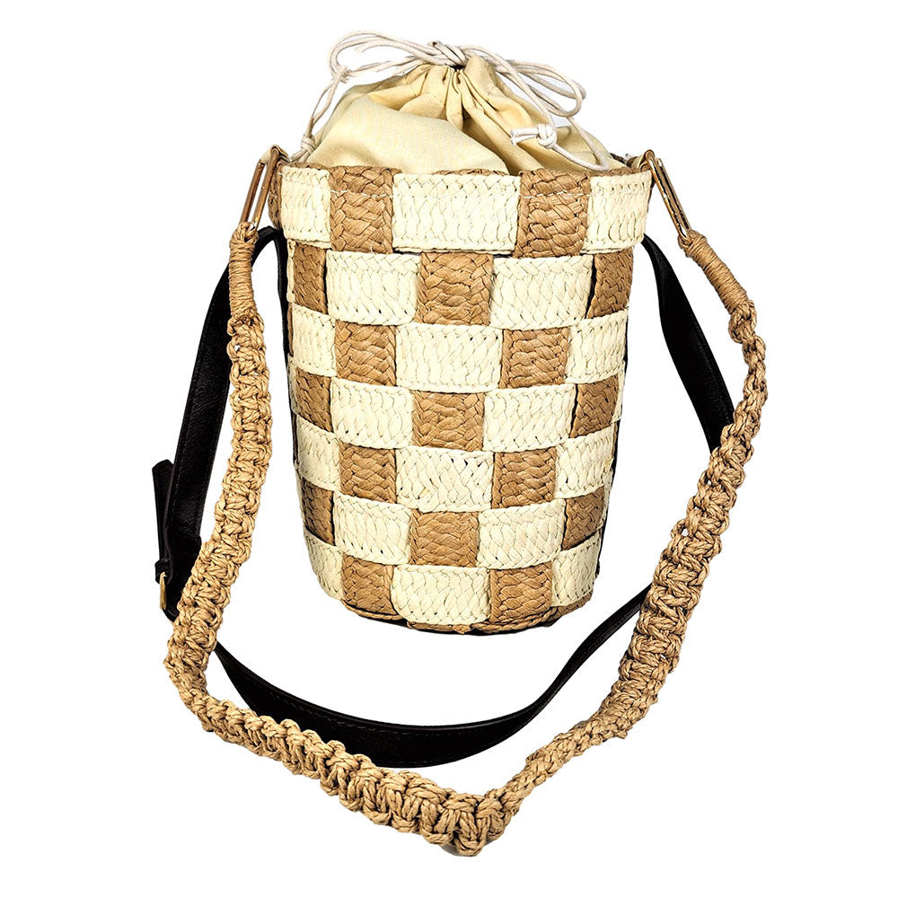 Checkerboard Straw Bag