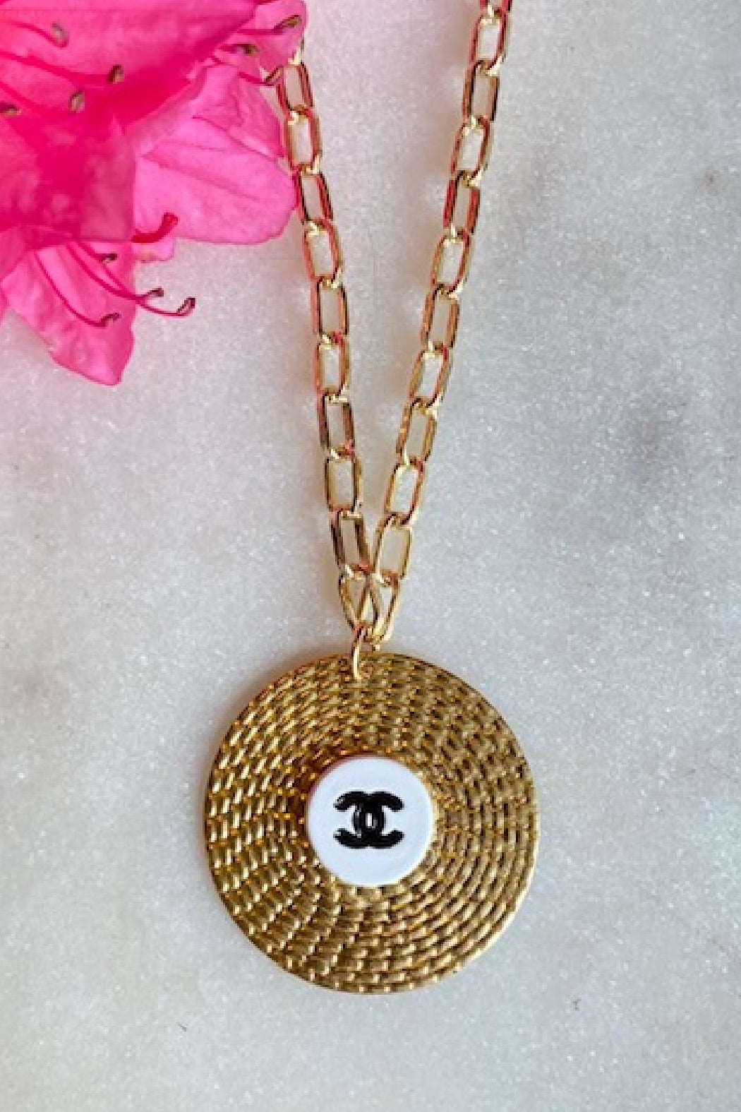 Tiny Button on Disk Necklace - Embellish Your Life 