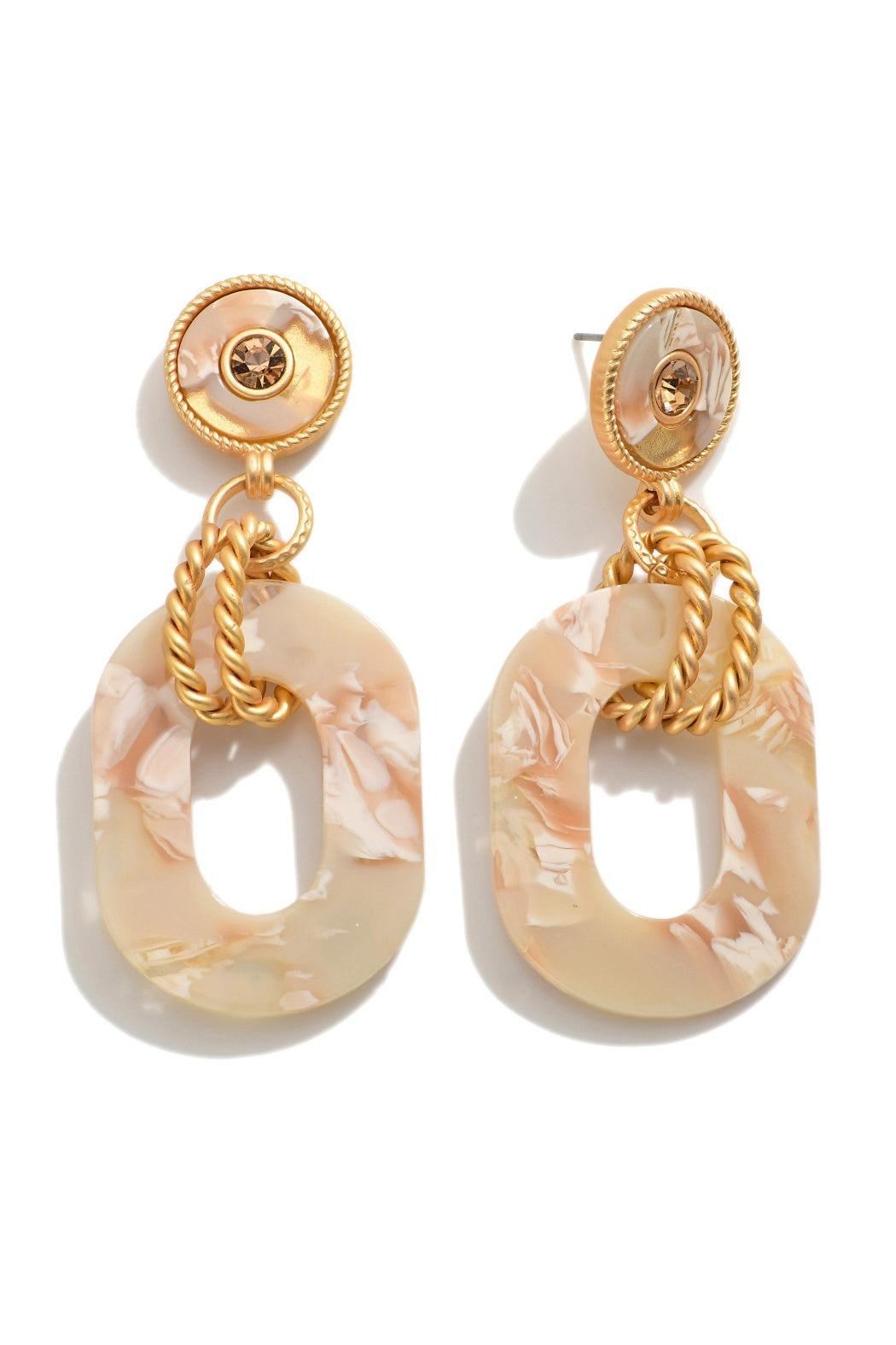 Oval and Crystal Drop Earrings