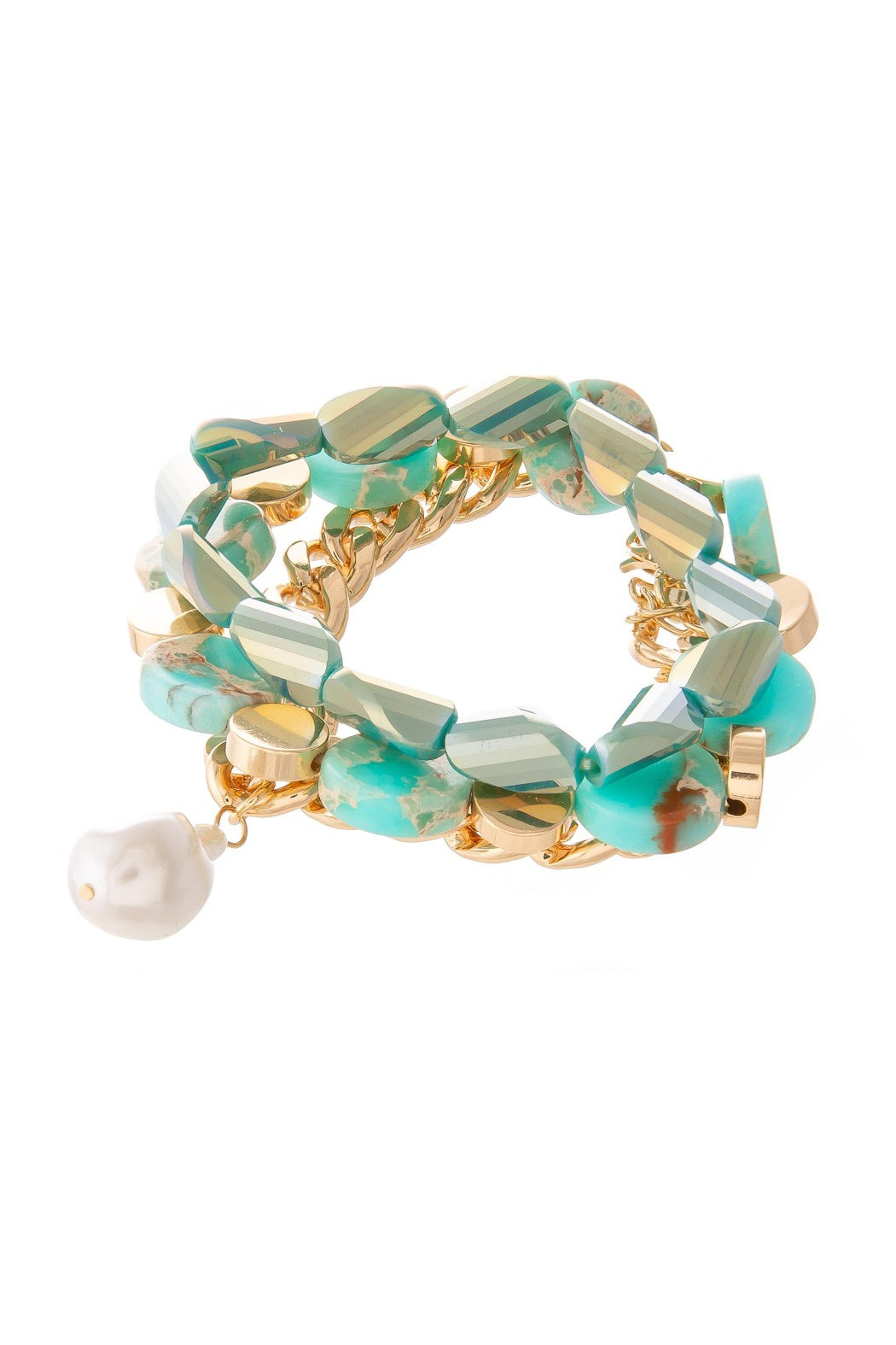 Semi Precious Stone and Pearl Bracelet