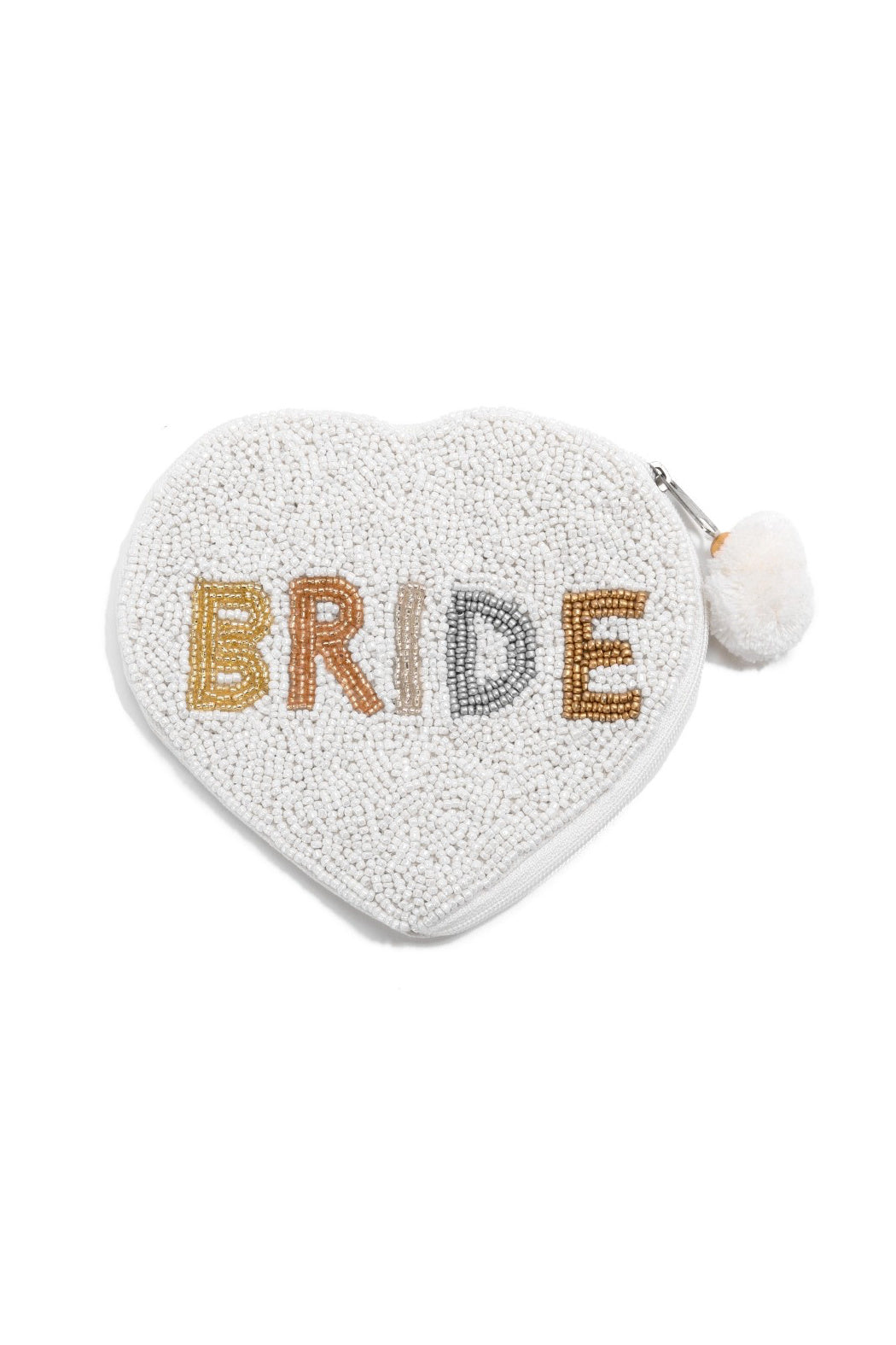 Heart Shape BRIDE Beaded Pouch Bag