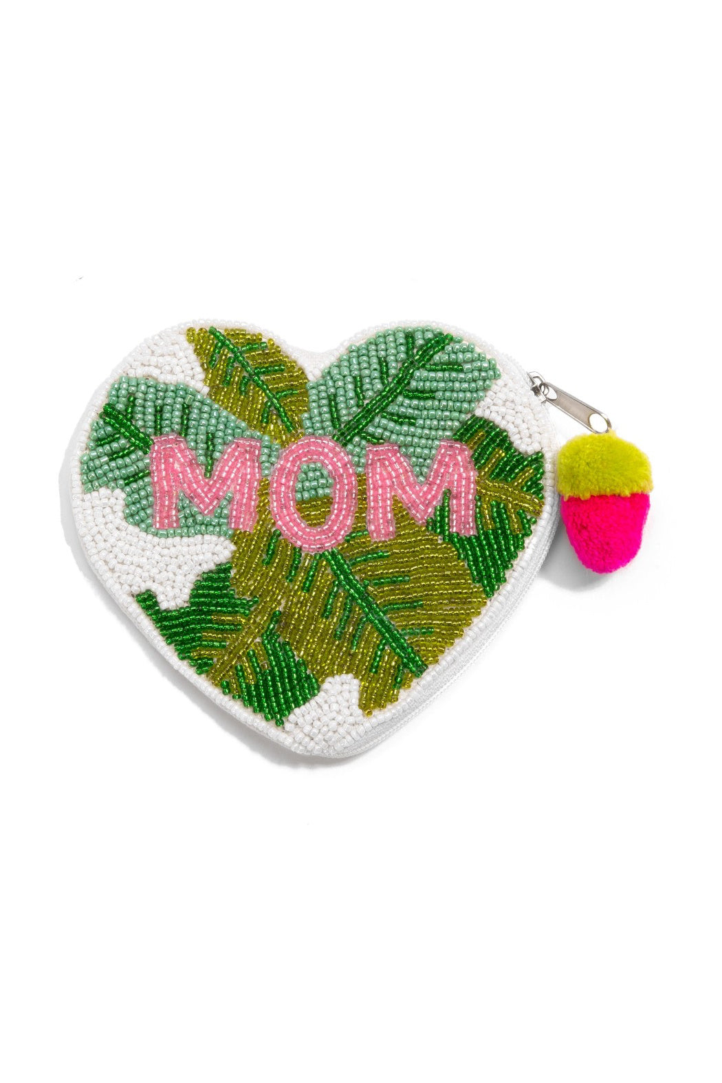 Heart Shape MOM Beaded Pouch Bag