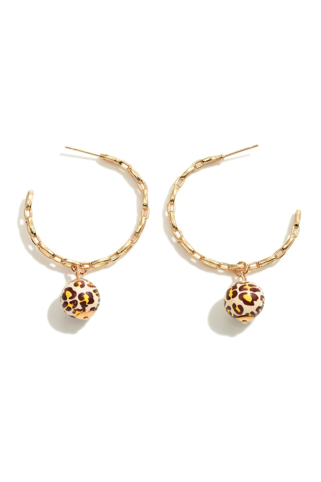 Chain Link Leopard Hoop Earrings