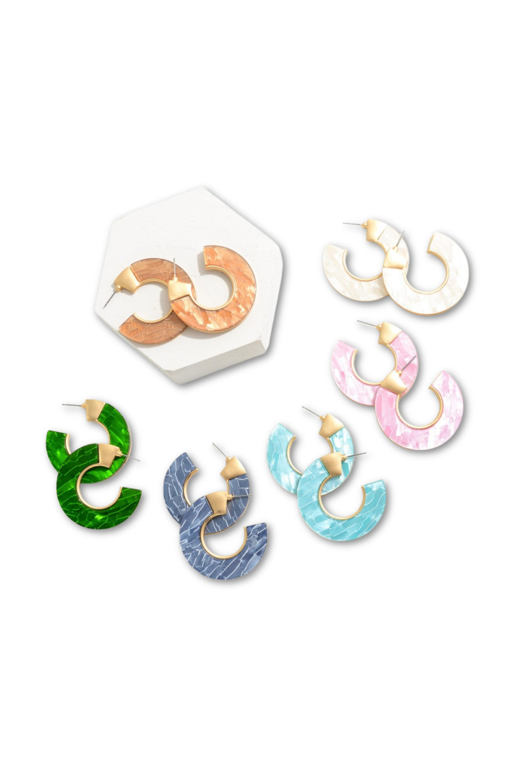 Iridescent Mother of Pearl Hoop Earrings