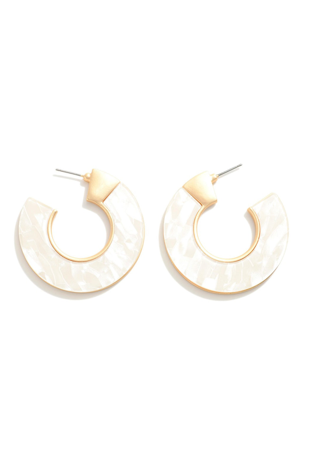 Iridescent Mother of Pearl Hoop Earrings